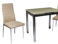 Стол обеденный DT-G188, серебро/хром/ стекло капучино